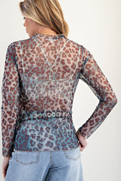 Leopard Mesh Top