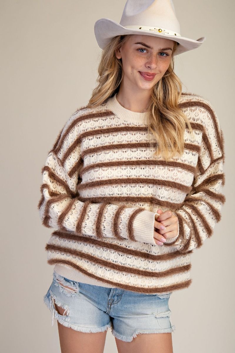 Stripe Pattern Knitted Sweater