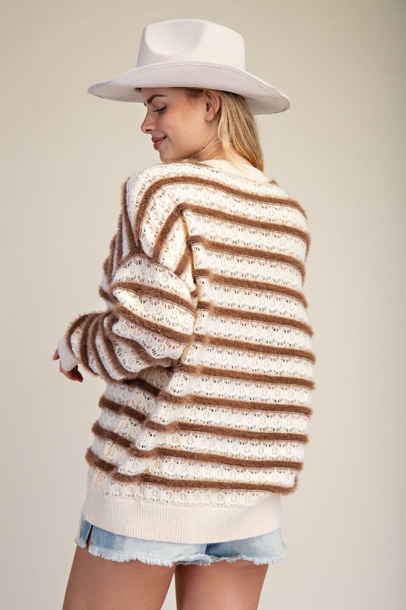 Stripe Pattern Knitted Sweater