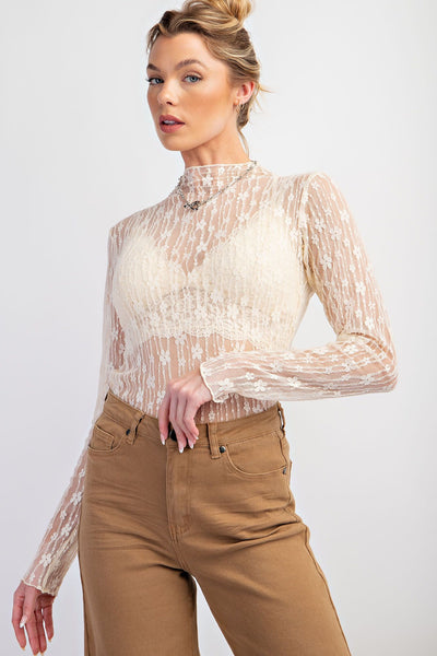 Flower Detail Lace Top