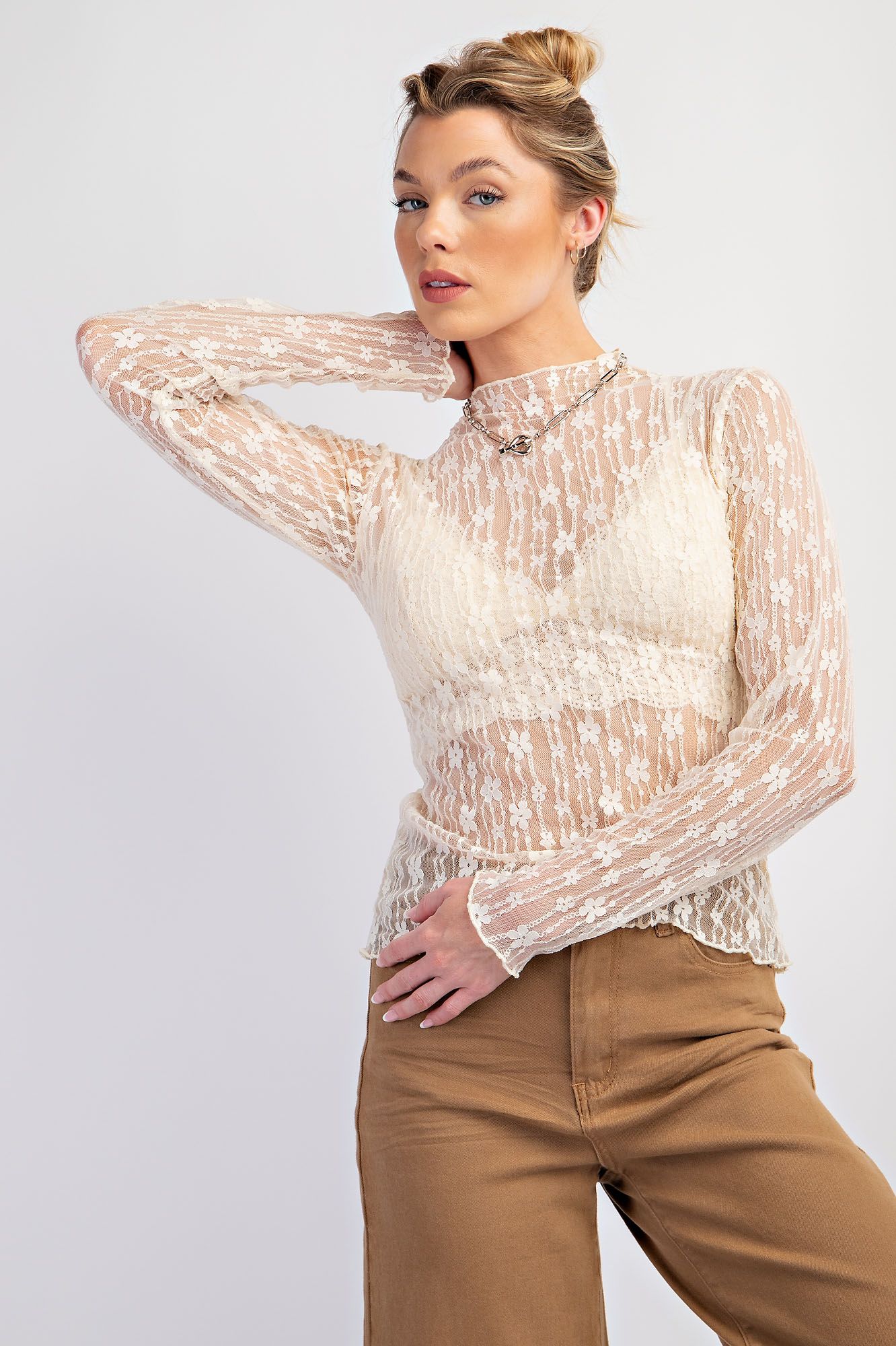 Flower Detail Lace Top