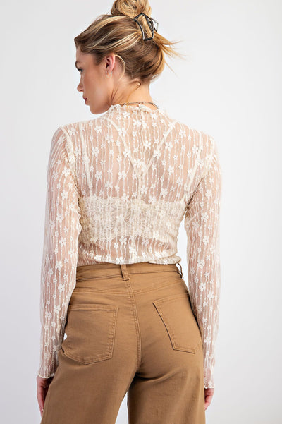 Flower Detail Lace Top