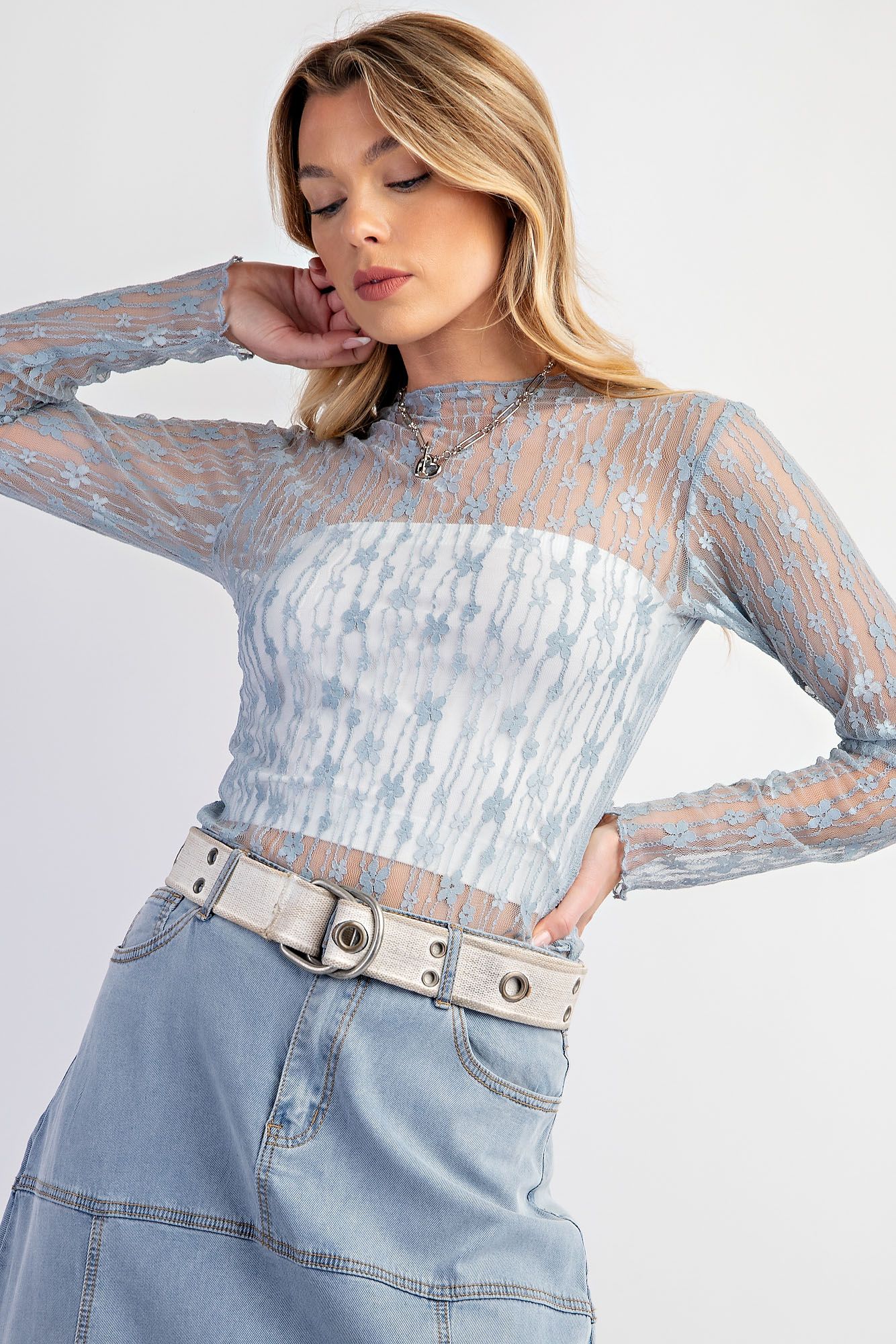 Flower Detail Lace Top