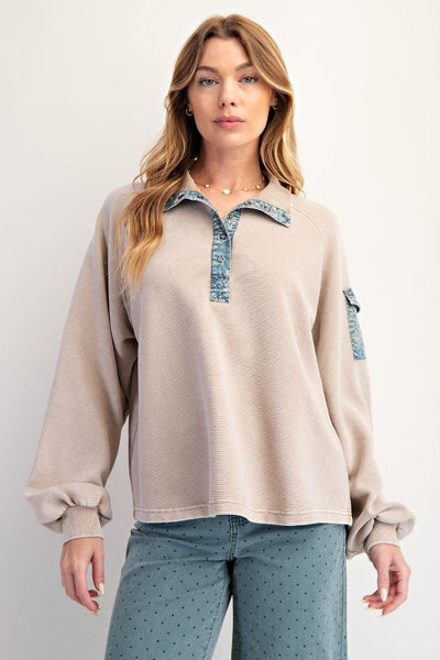 Mineral Wash Terry Knit Pullover