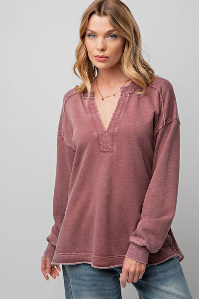 Mineral Wash Terry Knit Pullover