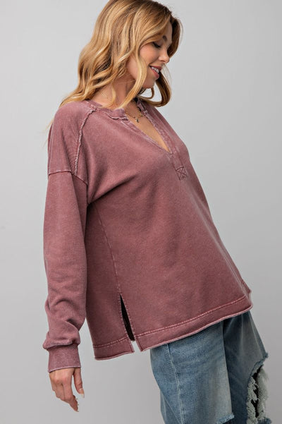 Mineral Wash Terry Knit Pullover