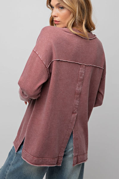 Mineral Wash Terry Knit Pullover