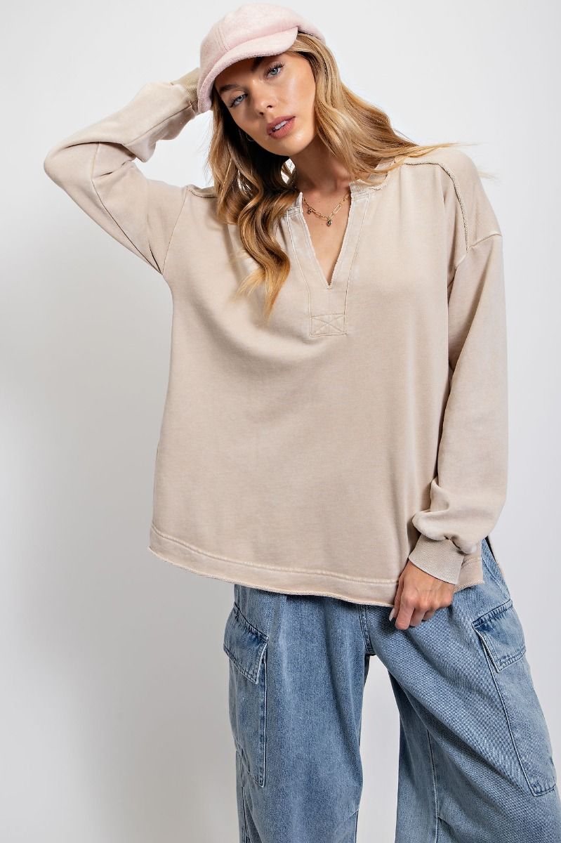 Mineral Wash Terry Knit Pullover