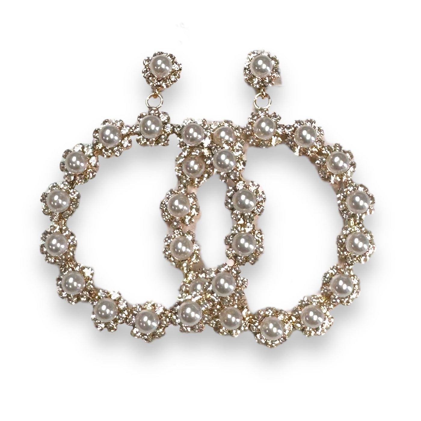 Pearl Post Flower Hoop Earring