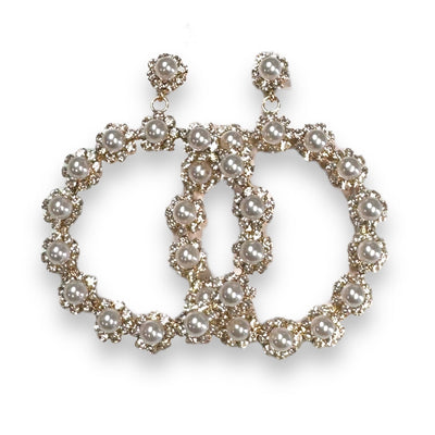 Pearl Post Flower Hoop Earring