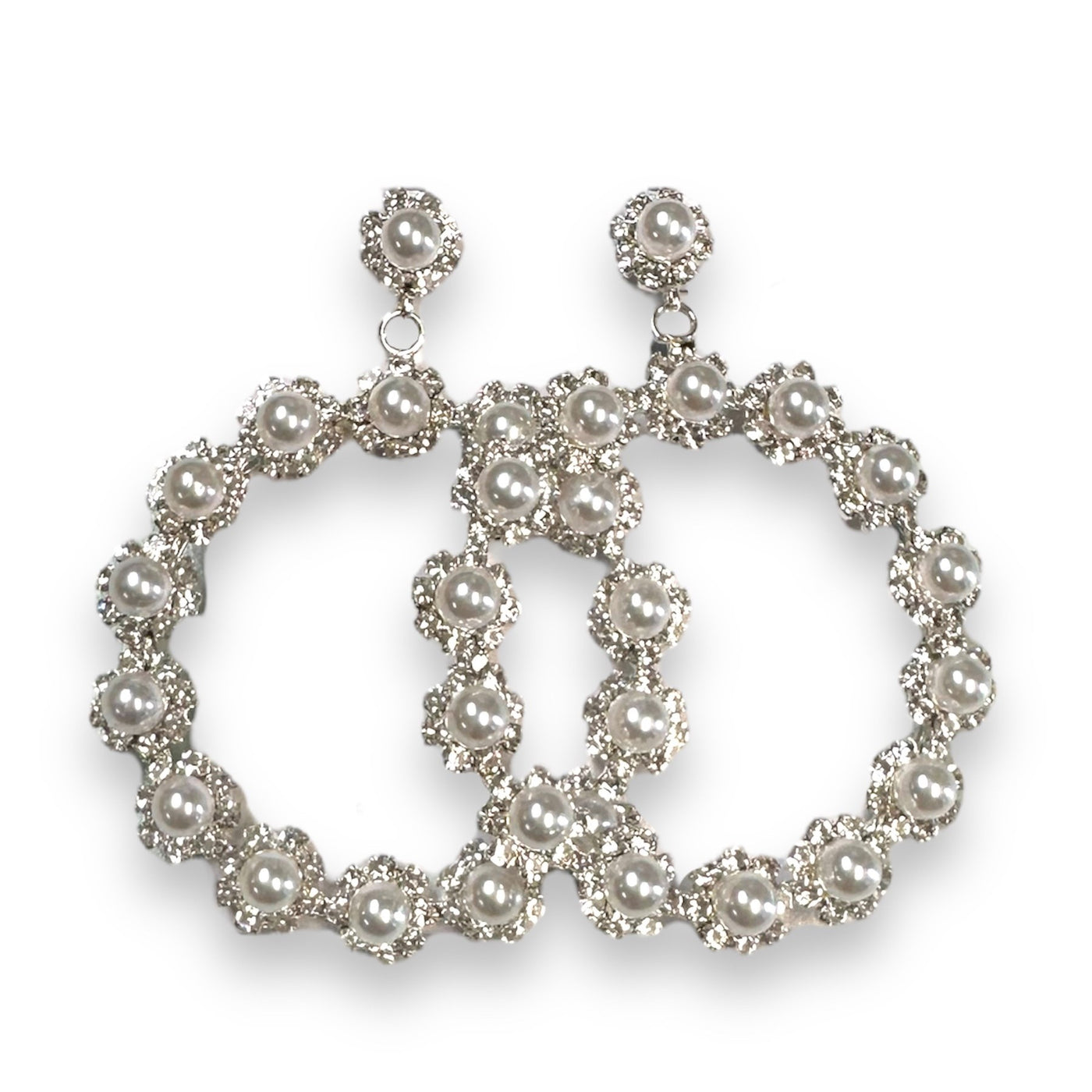 Pearl Post Flower Hoop Earring