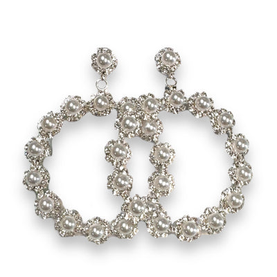 Pearl Post Flower Hoop Earring