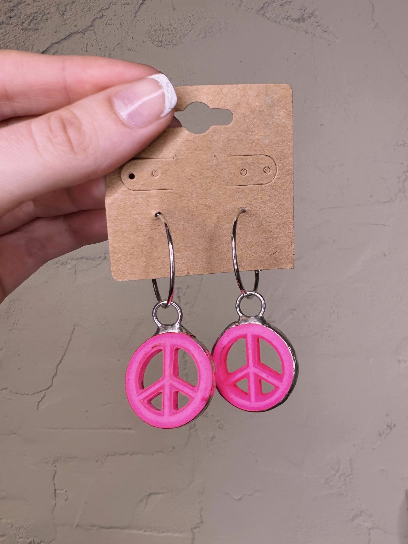 Hot Pink Peace Sign Earrings