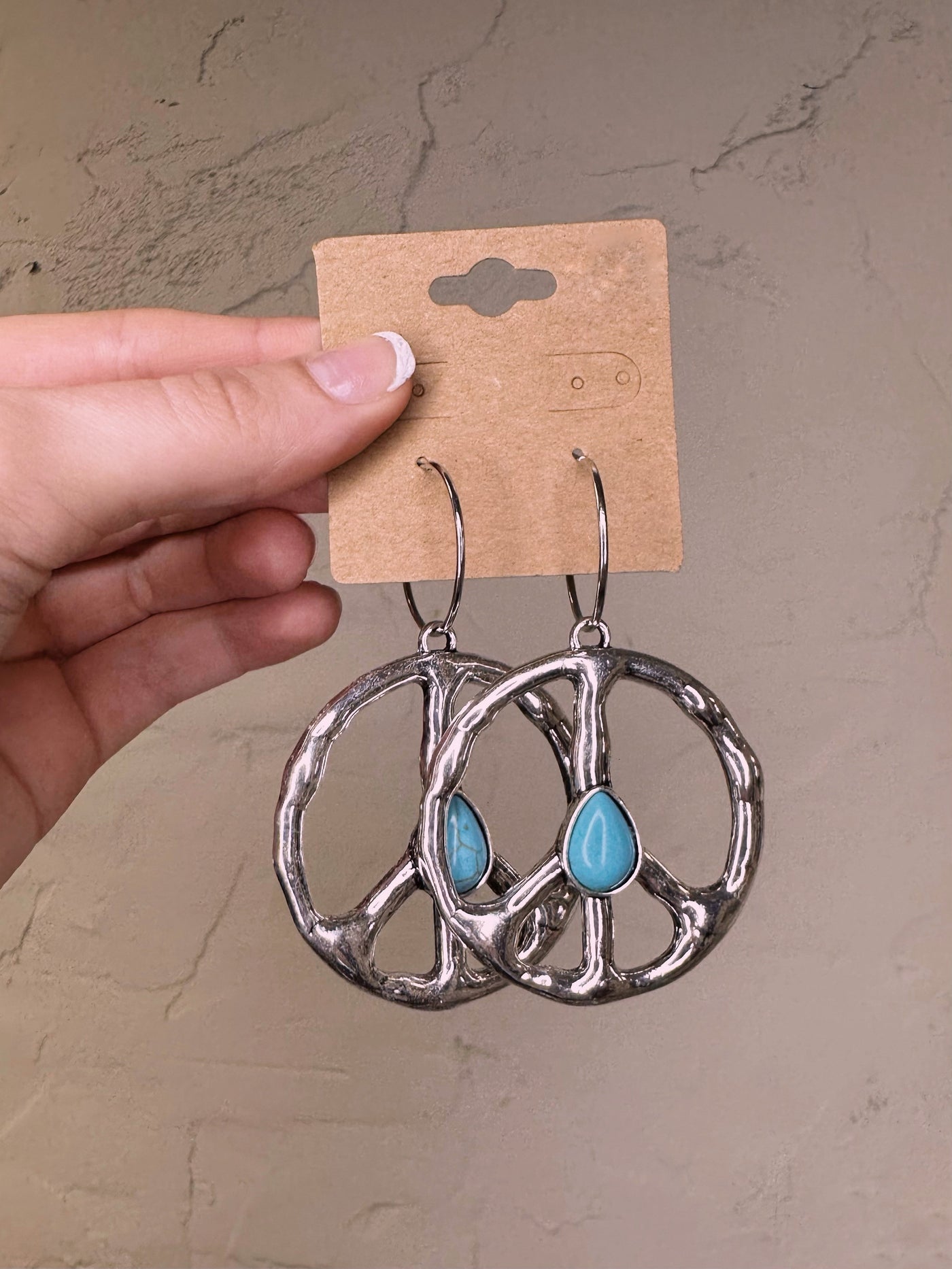 Turquoise Peace Sign Earring