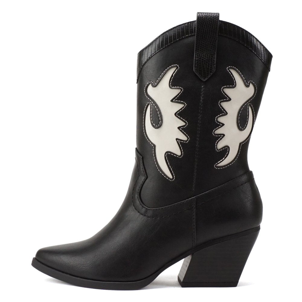 Western Contrast Cowgirl Bootie