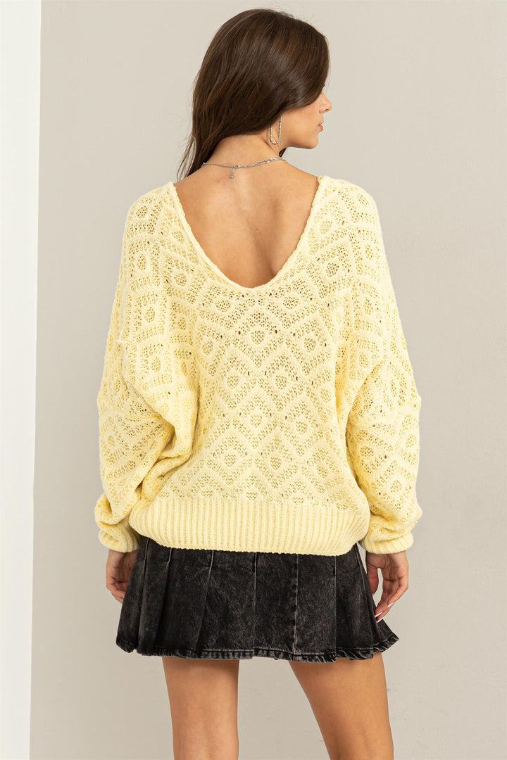 V Neck Patterned Sweater