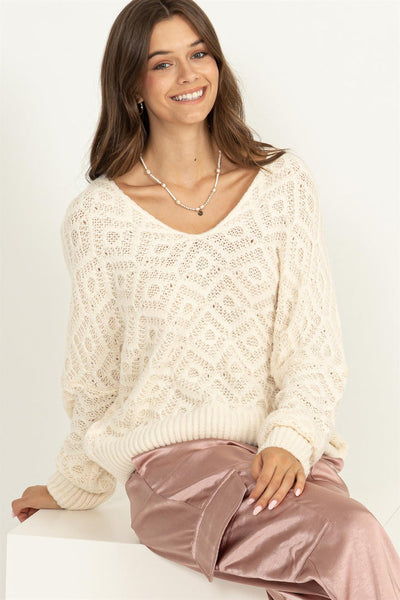 V Neck Patterned Sweater