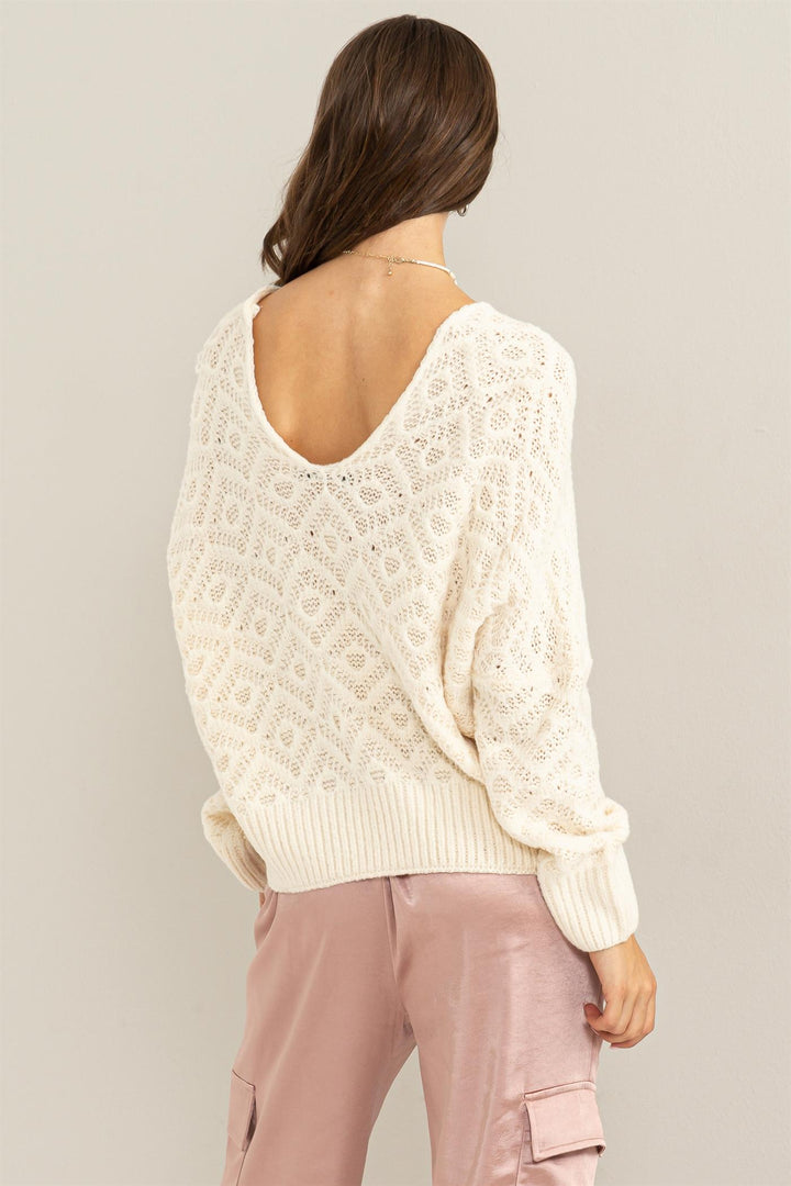 V Neck Patterned Sweater