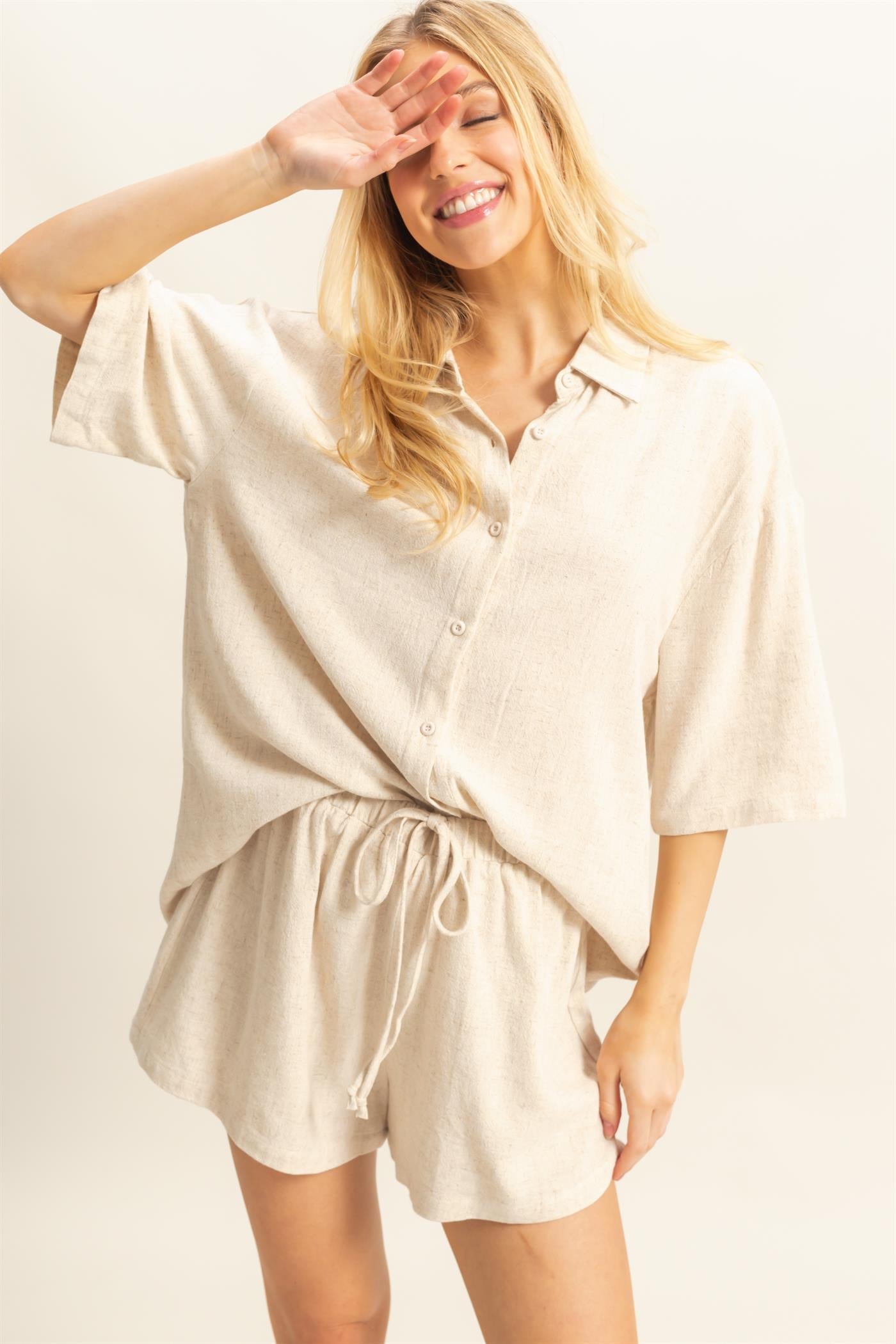 Linen Shorts & Shirt Set
