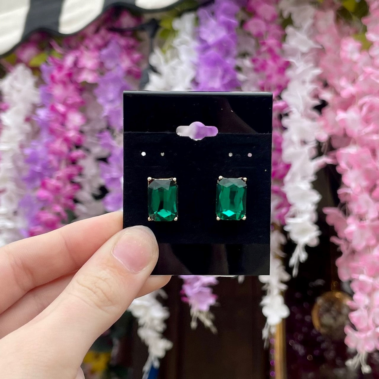 Oversized Emerald Cut Stud Earring