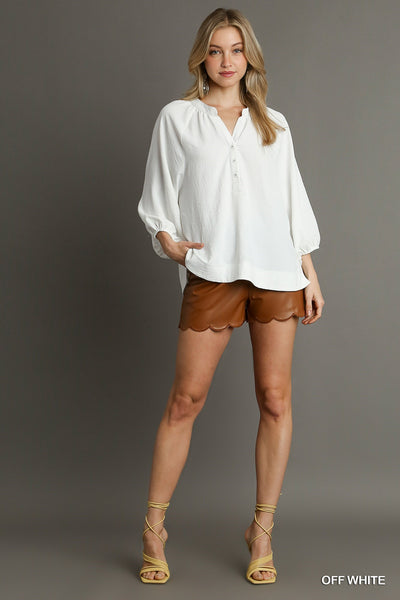 Notched Raglan Sleeve Top