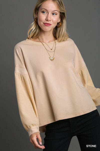 French Terry Waffle Knit Top