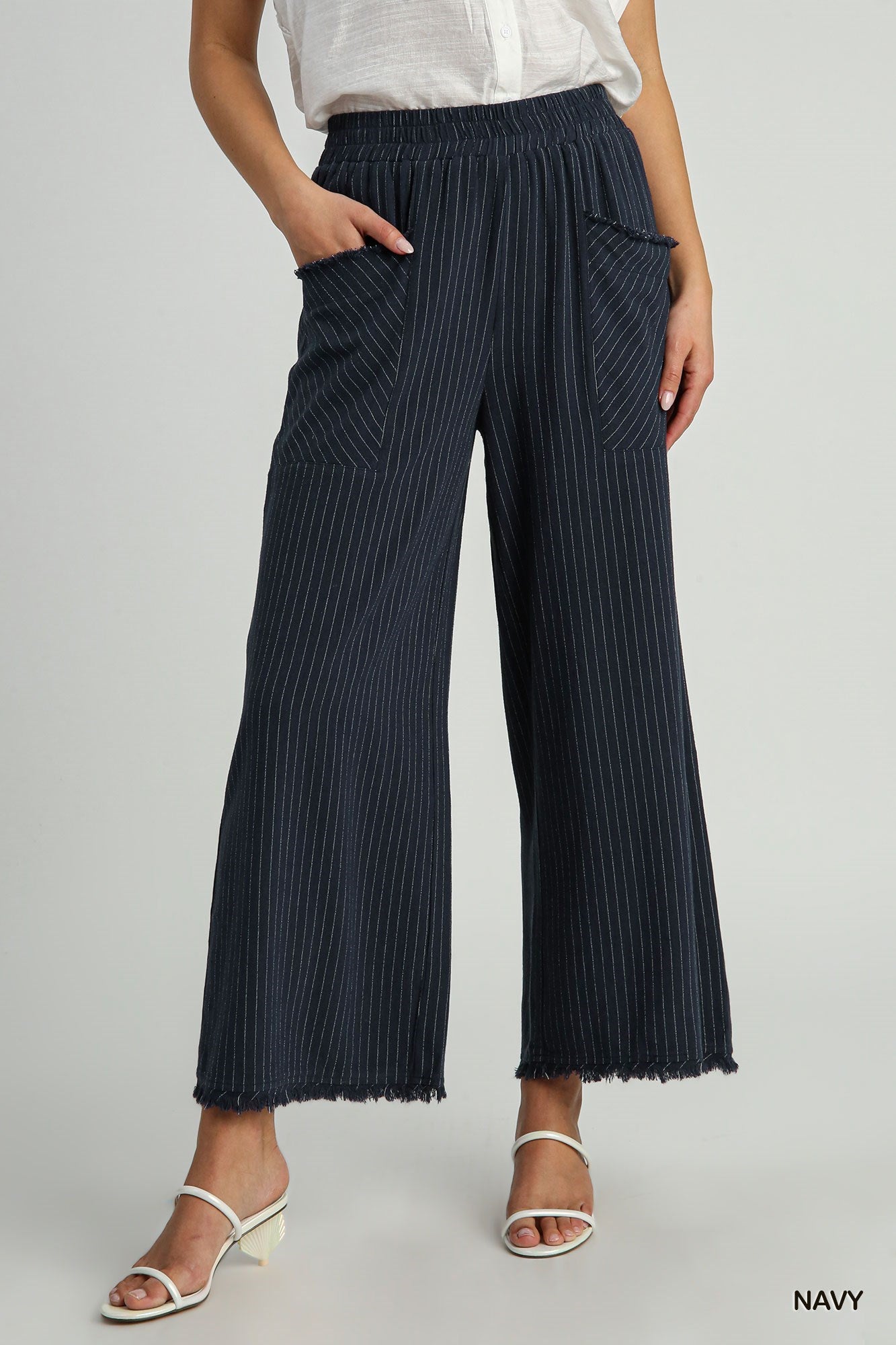 Linen Blend Pin Stripe Pants
