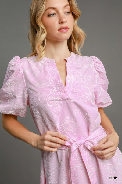Floral Detail Embroidered Midi Dress