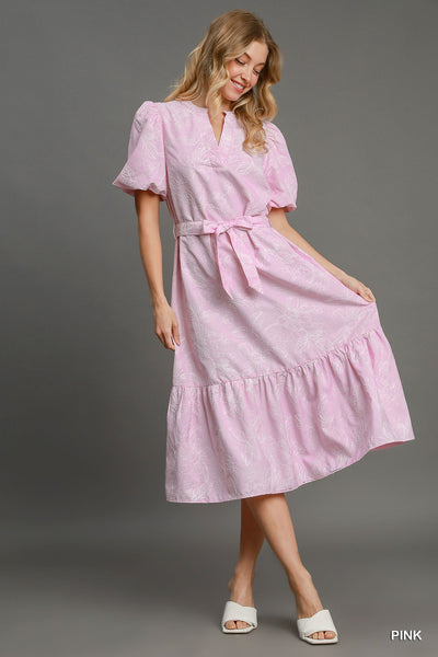 Floral Detail Embroidered Midi Dress