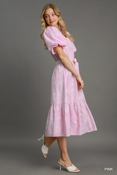 Floral Detail Embroidered Midi Dress