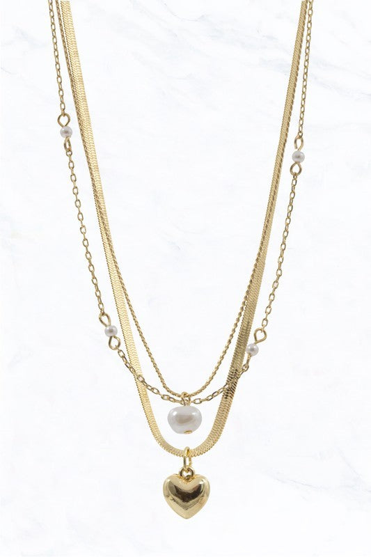Layered Heart Pendant Necklace