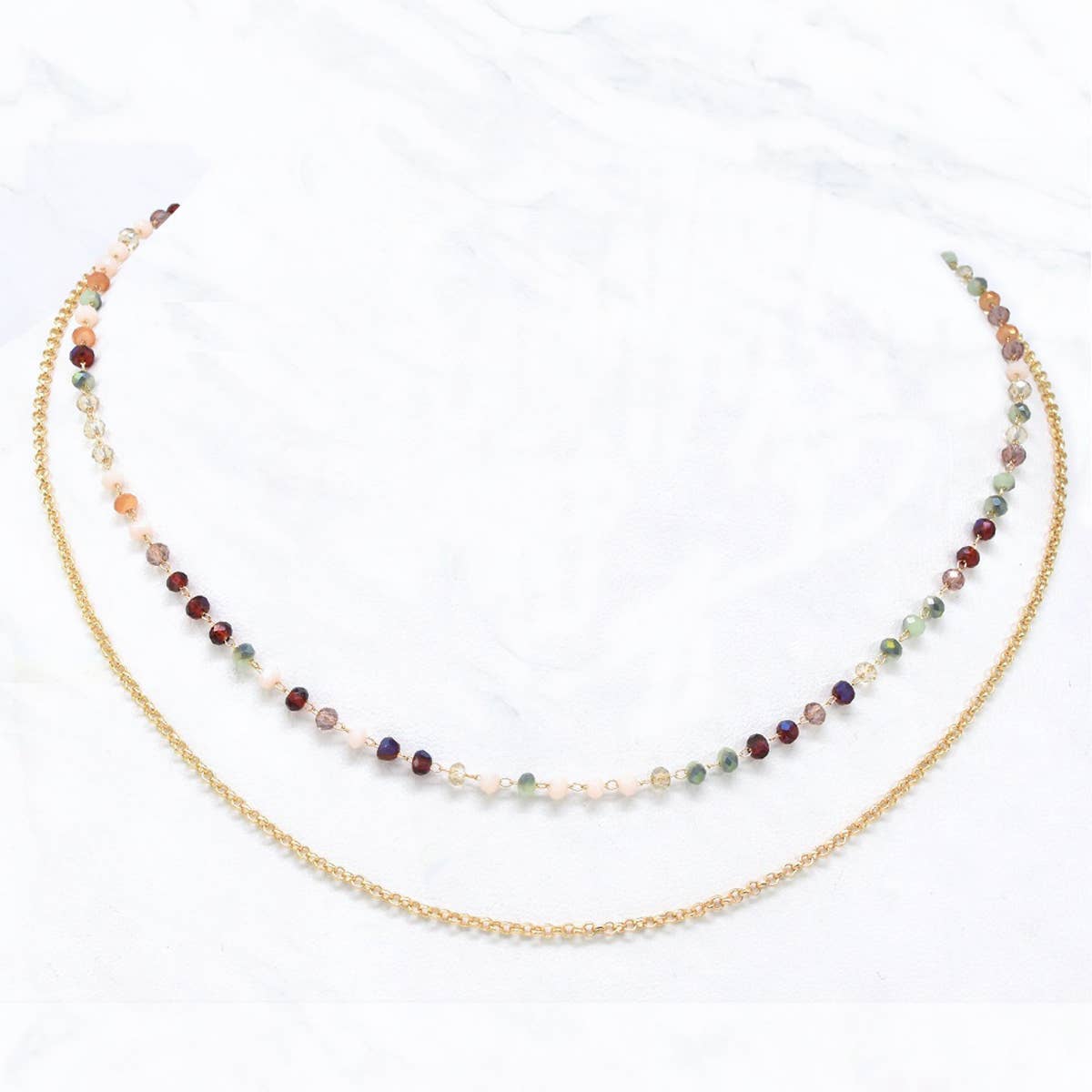 Layered Mini Glass Bead Necklace
