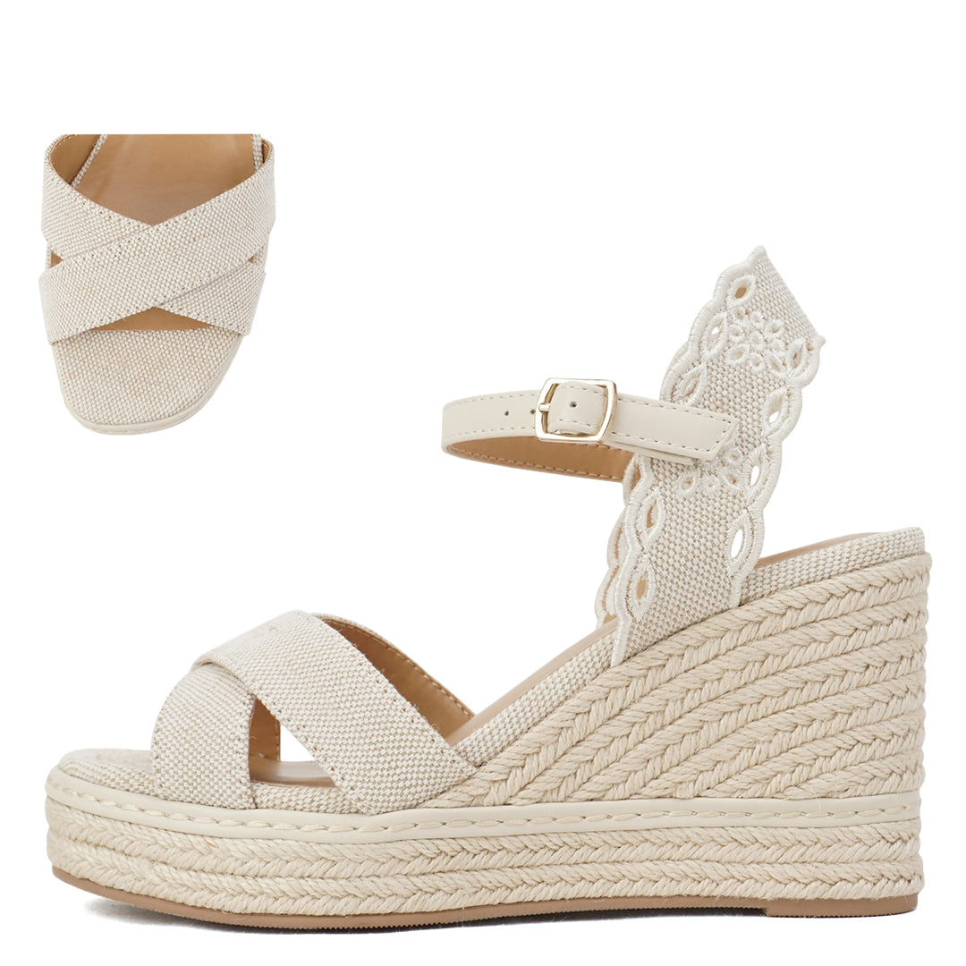 Lace Detail Espadrille Wedge