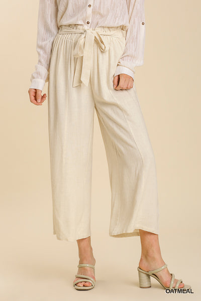 Linen Wide Leg Tie Waist Pant