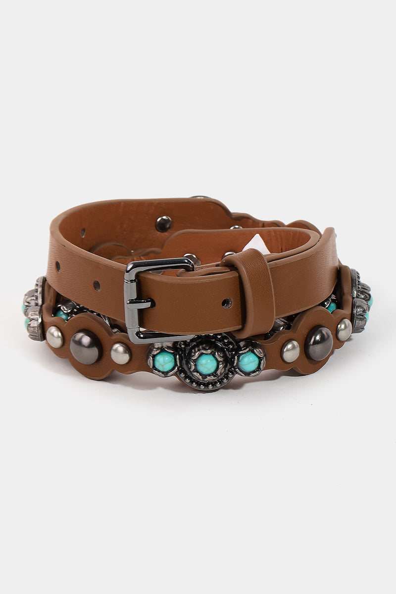 Turquoise Studded Thin Belt