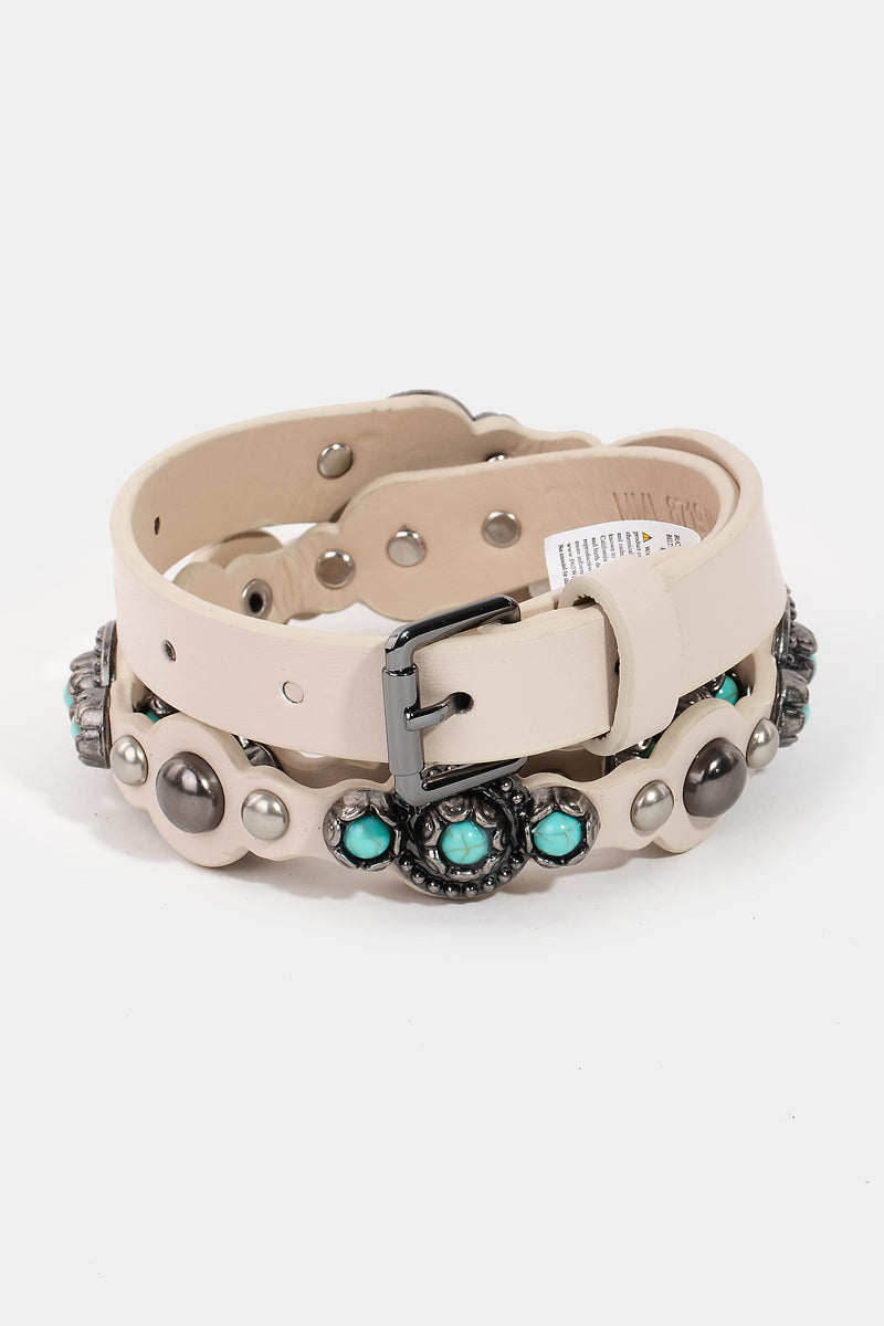 Turquoise Studded Thin Belt