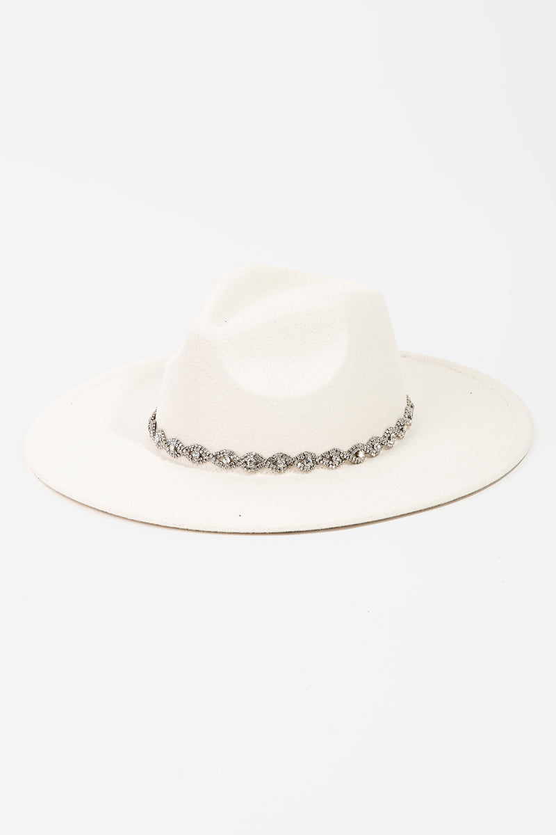 Rhinestone Chain Twist Strap Fedora