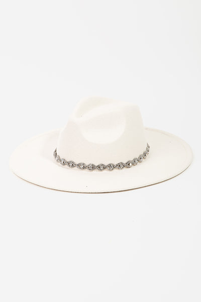 Rhinestone Chain Twist Strap Fedora