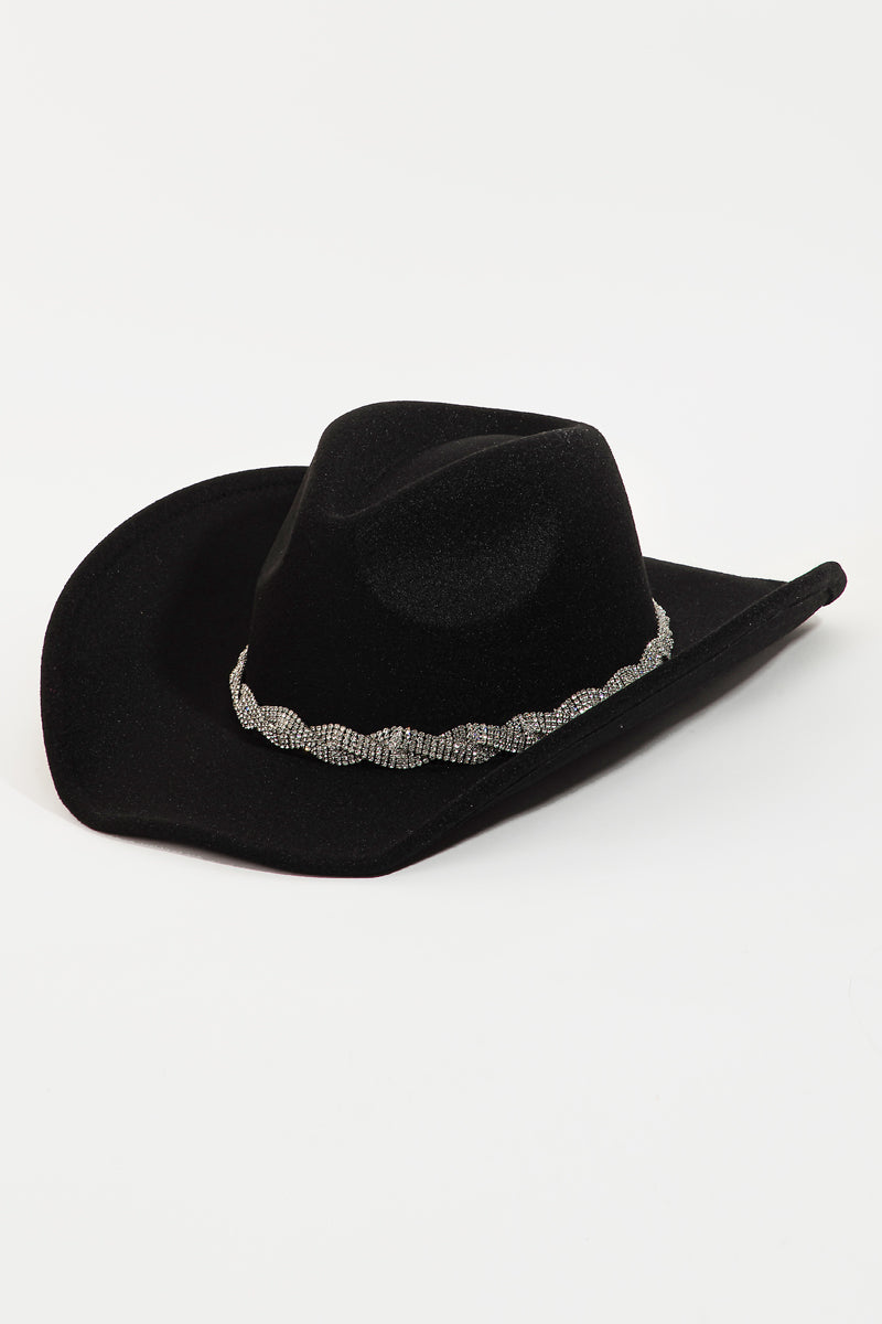 Rhinestone Braid Strap Cowboy Hat