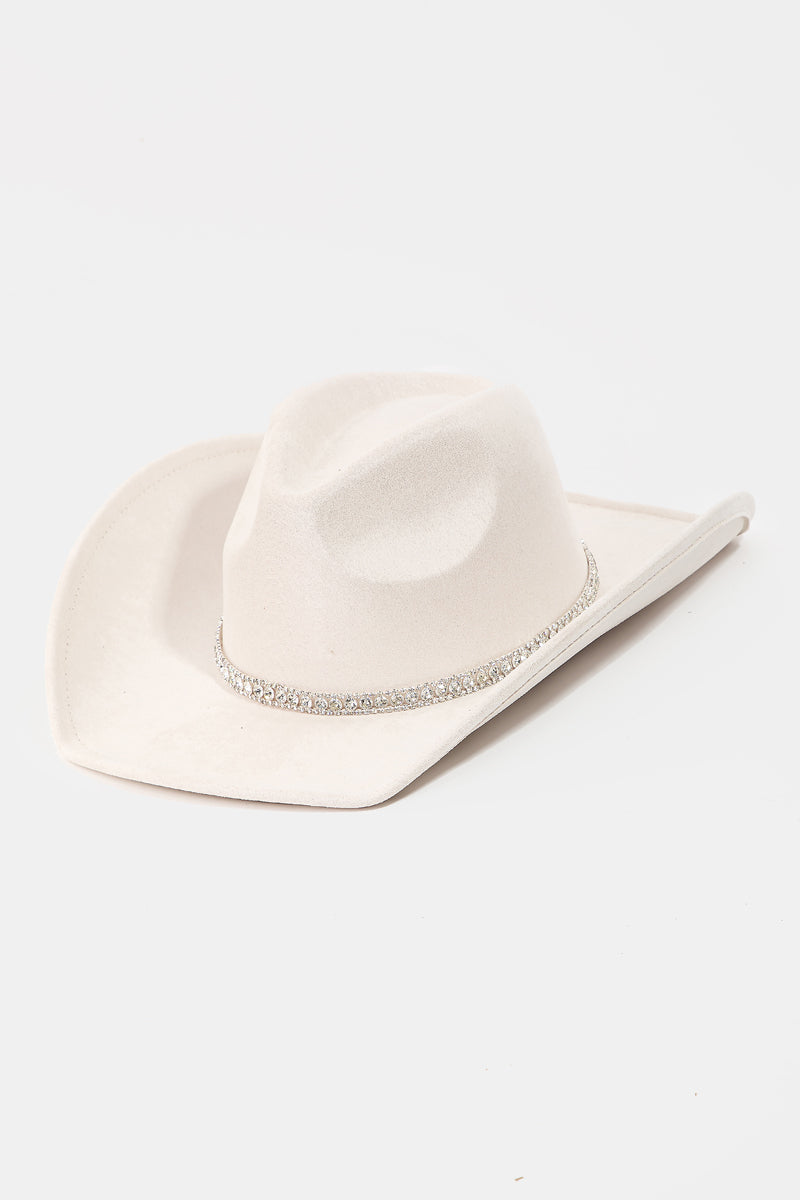 Rhinestone Studded Strap Cowboy Hat