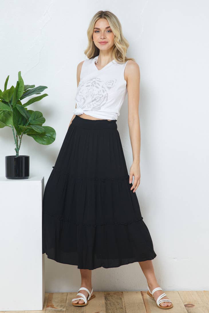 Tiered Gauze Maxi Skirt