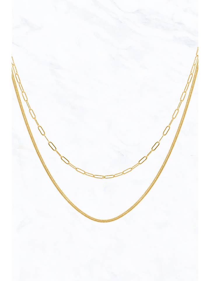 Layered Herringbone Paperclip Necklace