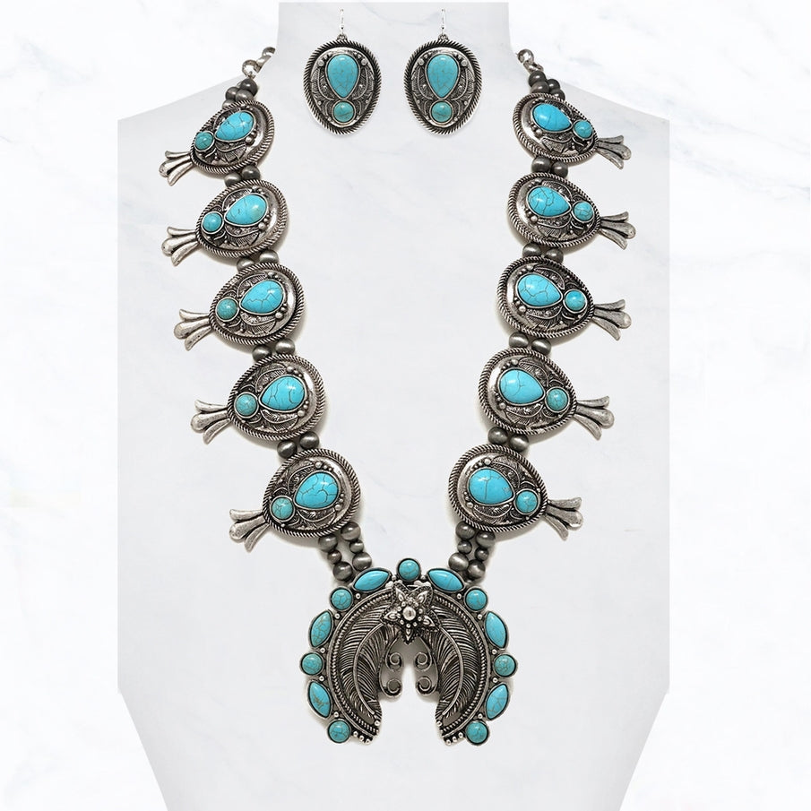 Oversized Squash Blossom Necklace & Earring Set