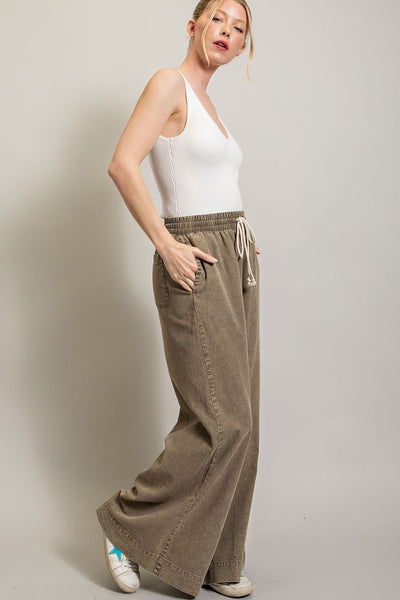 Mineral Washed Wide Leg Pant