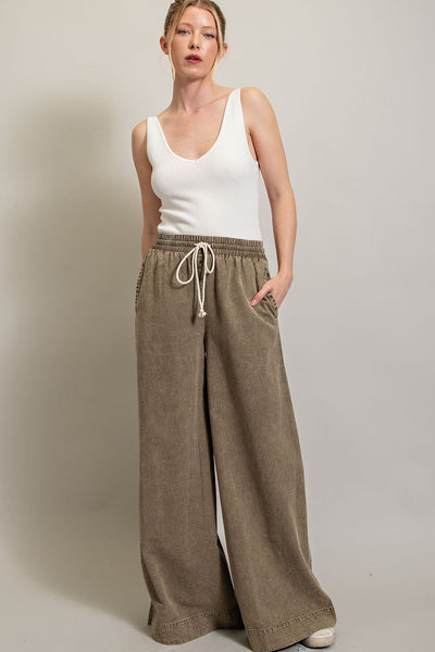 Mineral Washed Wide Leg Pant