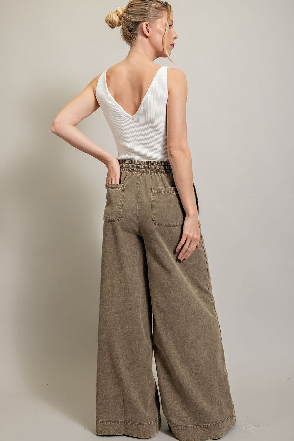 Mineral Washed Wide Leg Pant