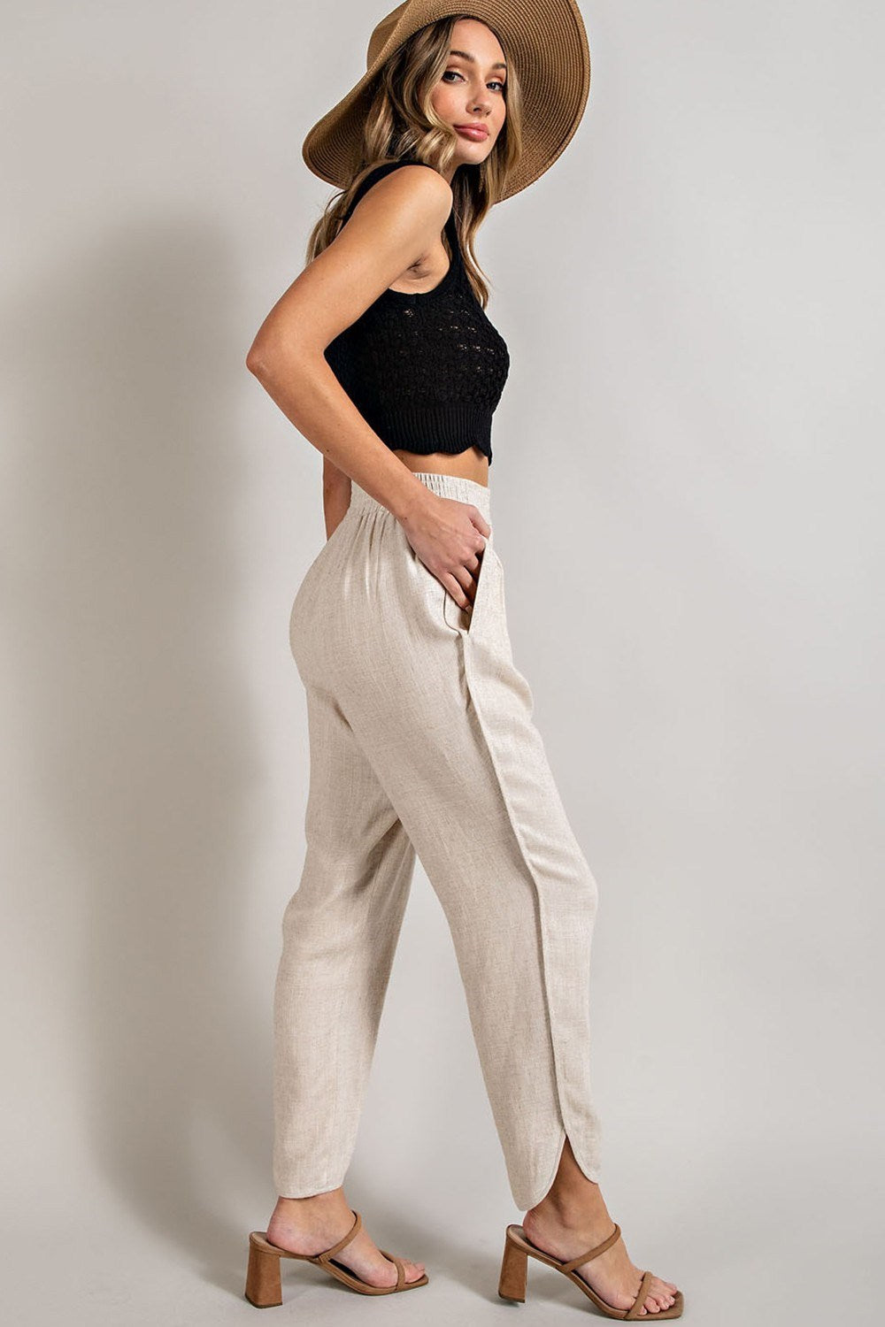 Linen Smocked Pants