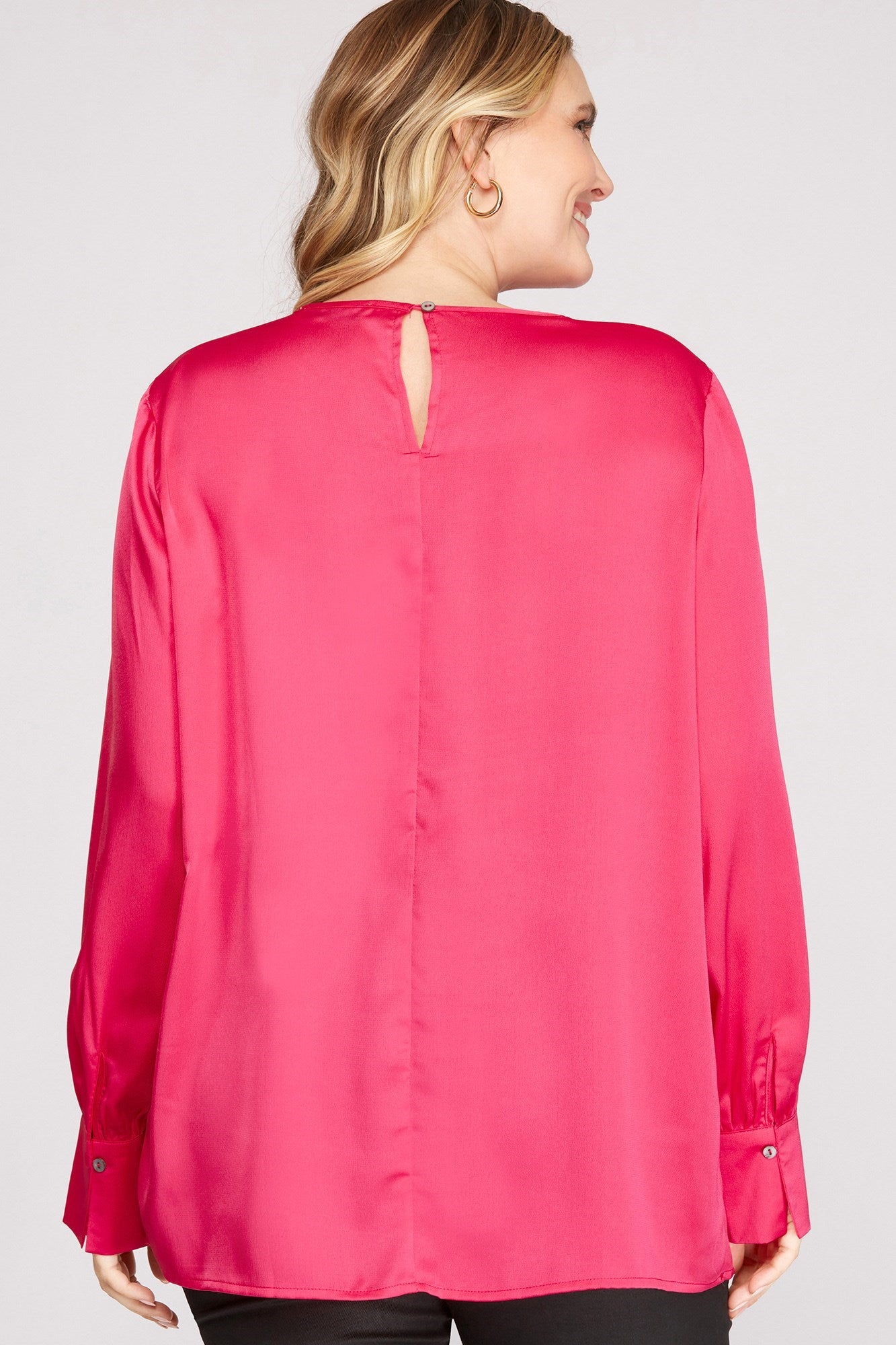 Cuff Sleeve Satin Top