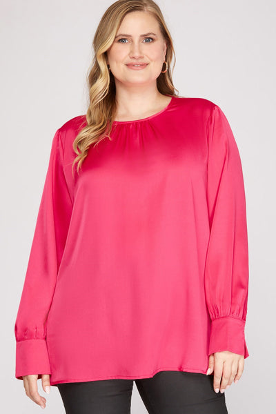 Cuff Sleeve Satin Top