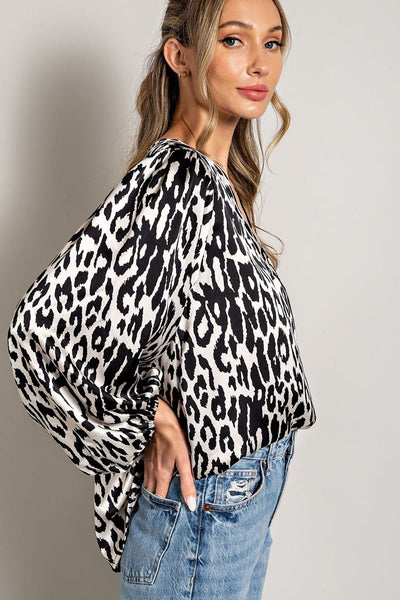 Leopard Print V Neck Top